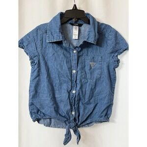 Guess Jeans girls cropped top M 10-12 yrs‎ old girl 100% cotton buttons ties A79